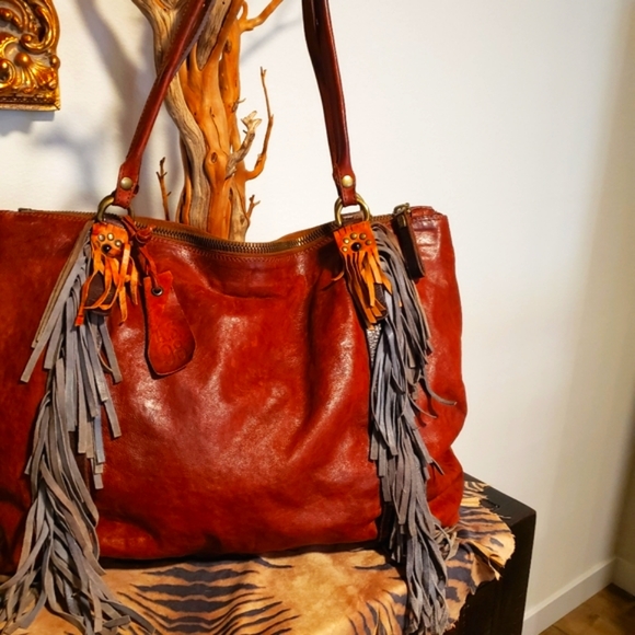 A.S 98 Dist. Rustic Cognac Leather Handbag NEW - Picture 5 of 12